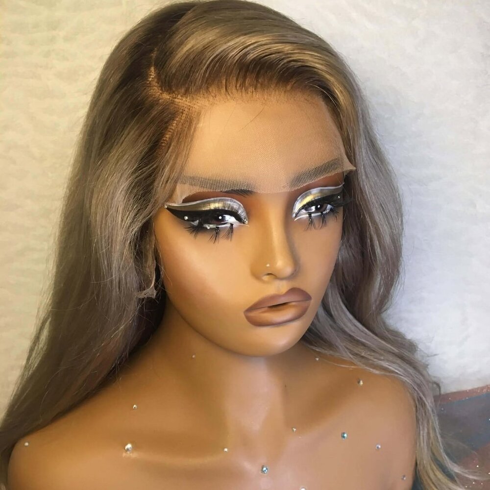 ✨20 In Layered Dark Ash Blonde Ombre Brown Root Human Hair Lace Wig READY!✨